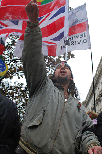 The EDL counterprotest an anti-war demonstration held by the Muslims Against Crusades, 11th November 2010