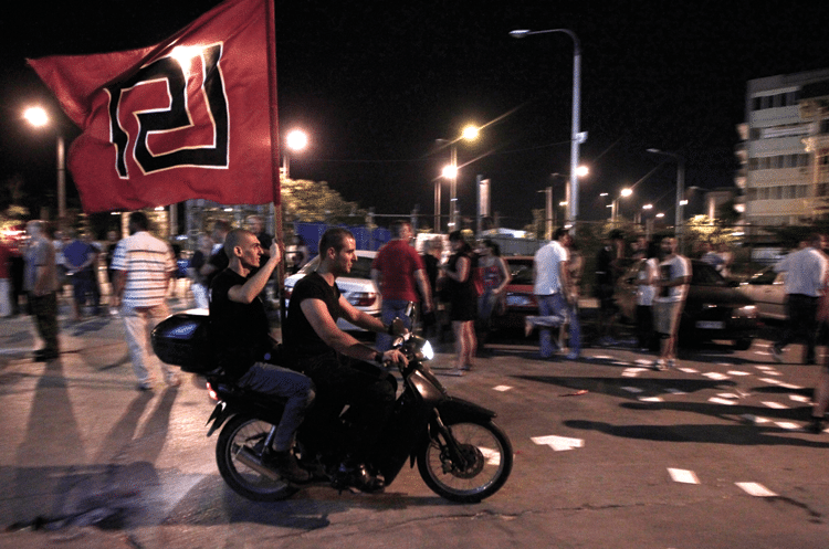 Supporters of the far right party of Golden Dawn celebrate the results of the 2012 elections. Photo: Dimitri Messinis/AP/Press Association Images