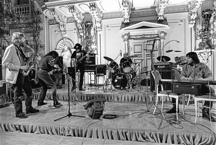 The Plastic People of the Universe play a gig in the Spanish Hall of Prague Castle in 1997 to commemorate the twentieth anniversary of Charter 77