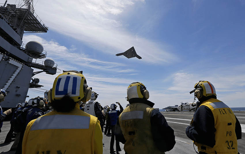 The US Navy’s first drone to be launched from an aircraft carrier in May 2013. Photo: Steve Helber/AP/Press Association Images