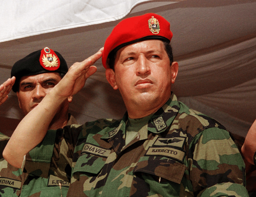 As president, Hugo Chavez receives honours in Guasdualito, Venezuela, in February 1999. Photo: Pedro Lara/AP/Press Association Images