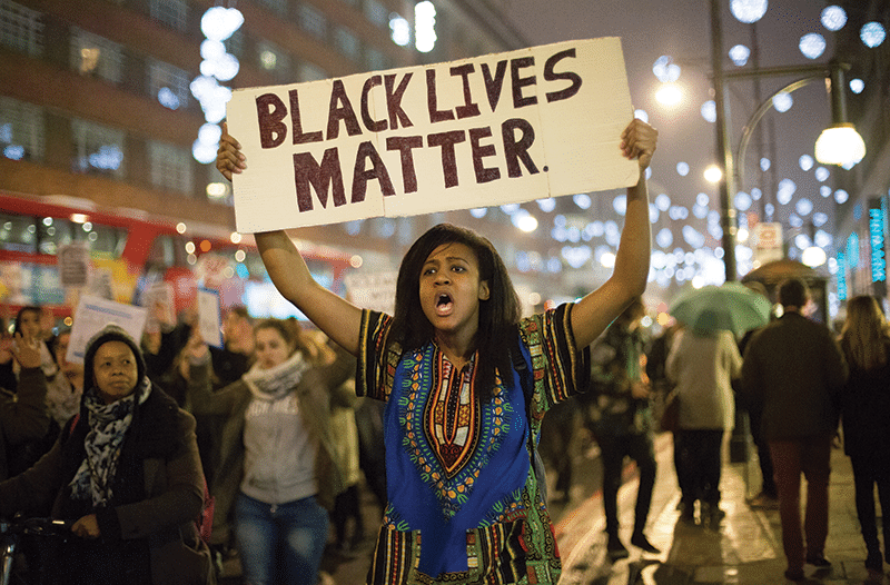 A protest in central London following the decision not to prosecute police officer Darren Wilson for the fatal shooting of black teenager Michael Brown in Ferguson, Missouri Photo: Daniel Leal-Olivas/PA Wire/Press Association Images