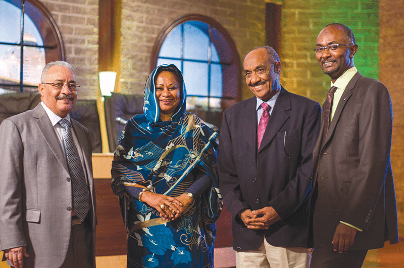 ‘Mashrouy’’s panel of judges: from left Kamal Ahmed al-Zubair, Abida Yahia Mahdi, Syed Ahmed Hassan and Ahmed Abdellatif. Photo: Susan Schulman