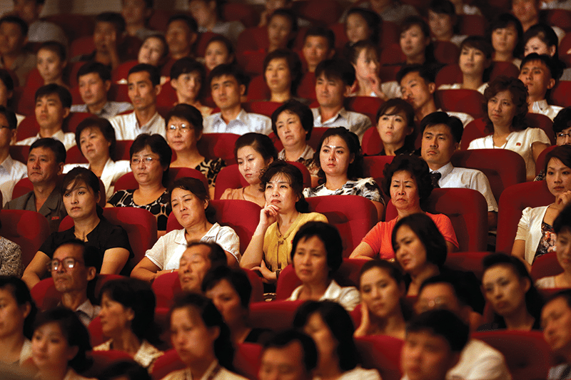 The audience at Laibach's concert soak up the spectacle. Photo: Dita Alangkara/AP/Press Association Images