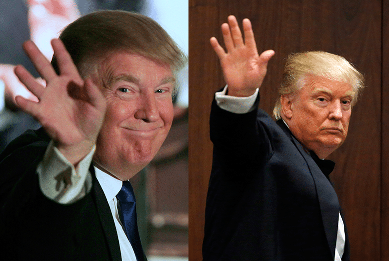 Trump in May 2011 and May 2016. Photos: Jim Cole/AP/Press Association Images, Kathy Willens/AP/Press Association Images