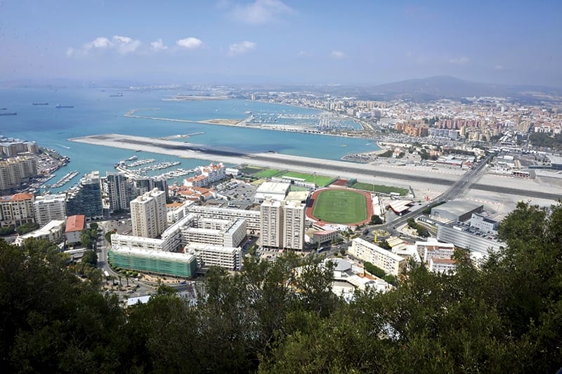 Gibraltar’s runway and football pitches. Photo: Ben Birchall/PA Archive/Press Association Images