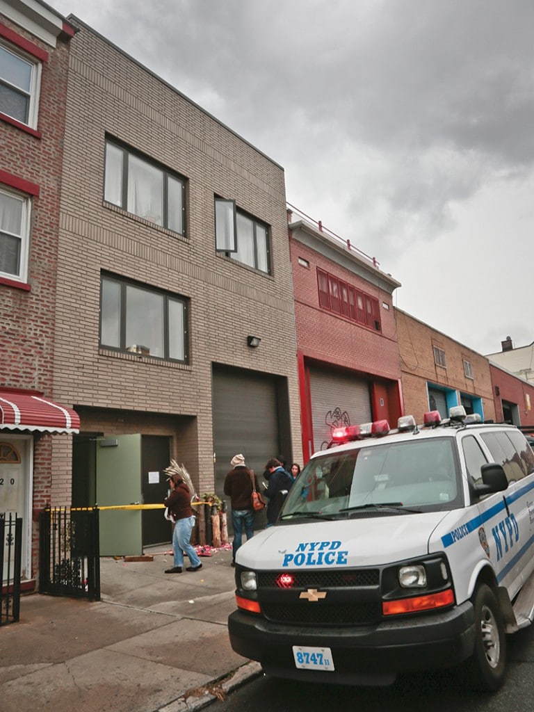 The Yellow Dogs house in Brooklyn on Tuesday 12th November, the morning after two members of the band were shot dead by Ali Akbar Mahammadi Rafie. Photo: Bebeto Matthews/AP/Press Association Images