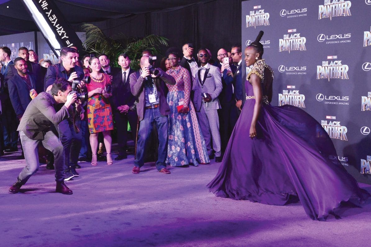 Black Panther actor Lupita Nyong’o photographed at the film’s world premiere in Hollywood