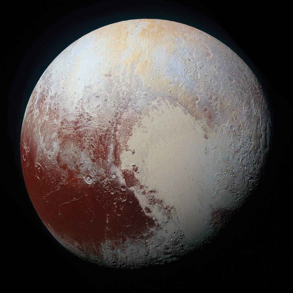 Pluto captured by the Long Range Reconnaissance Imager aboard Nasa’s New Horizons spacecraft as it passed the dwarf planet on 13th July 2015