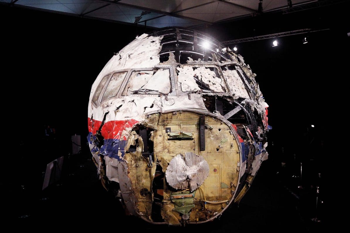 The wreckage of flight MH17 at the Gilze-Rijen military base in the Netherlands, 13th October 2015