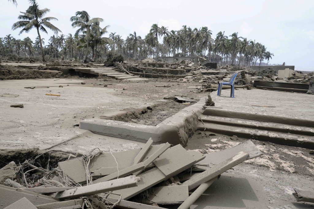Destroyed beach resorts in the Hihifo district of Tongatapu