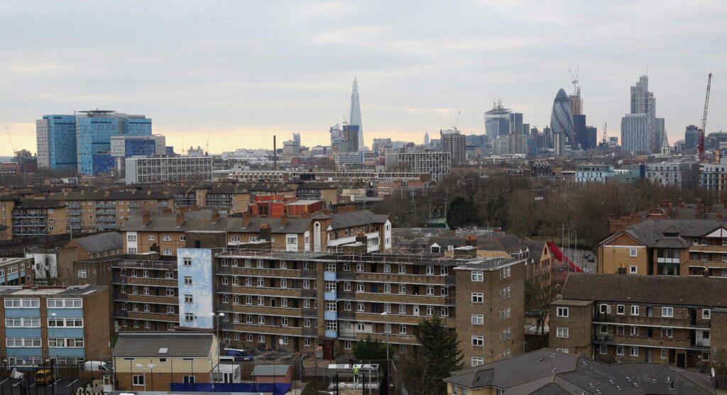  Residential developments in Tower Hamlets photographed in February 2013. The east London borough has one of the highest levels of inequality in the UK