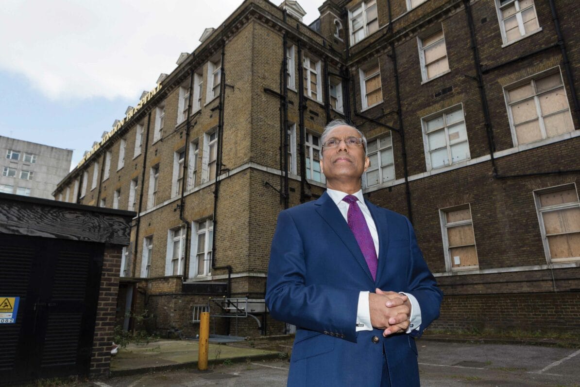 Lutfur Rahman visits the Royal London Hospital in Whitechapel, east London, on 23rd March 2015. A month later he was removed from office by an election court judge