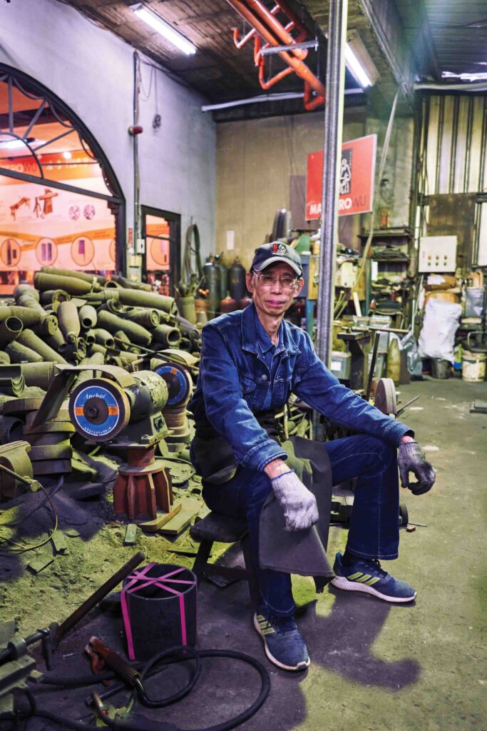  Wu Tseng-Dong, known as Maestro Wu, who reforges steel from some of the hundreds of thousands of shells that have been launched at Kinmen, turning it into high quality kitchen knives