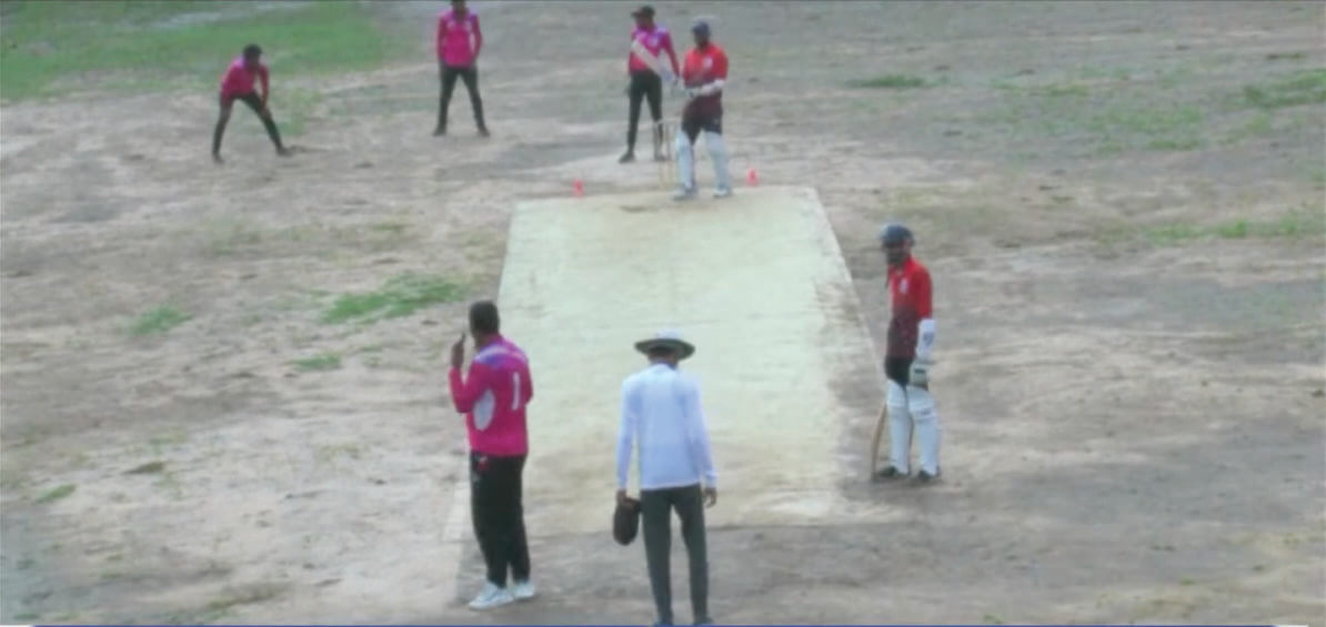 Stills from the livestream of the ‘Century Hitters T20’ tournament show a player answering his mobile phone mid-over