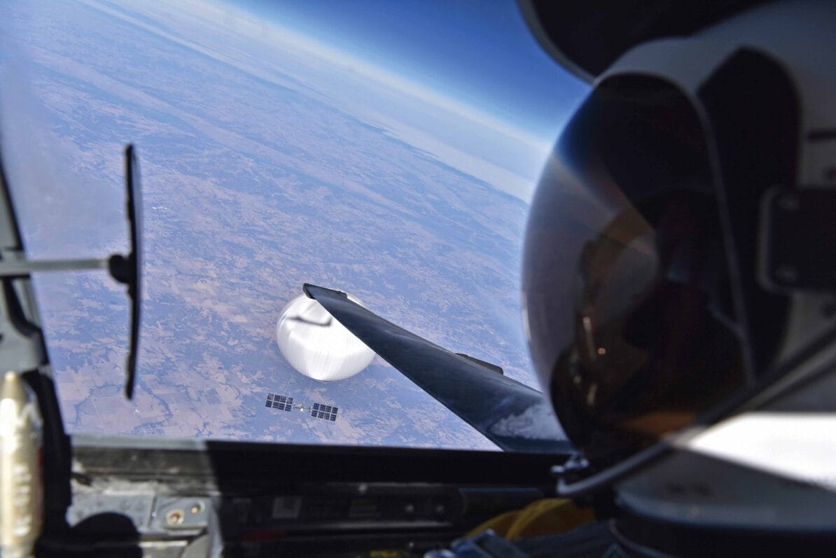 A US air force U-2 pilot looks down at a suspected Chinese surveillance balloon on 3rd February 2023 as it hovers over the country